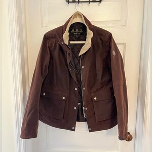 Barbour Cushat Waxed Shearling Fleece Collar Jacket - Brown